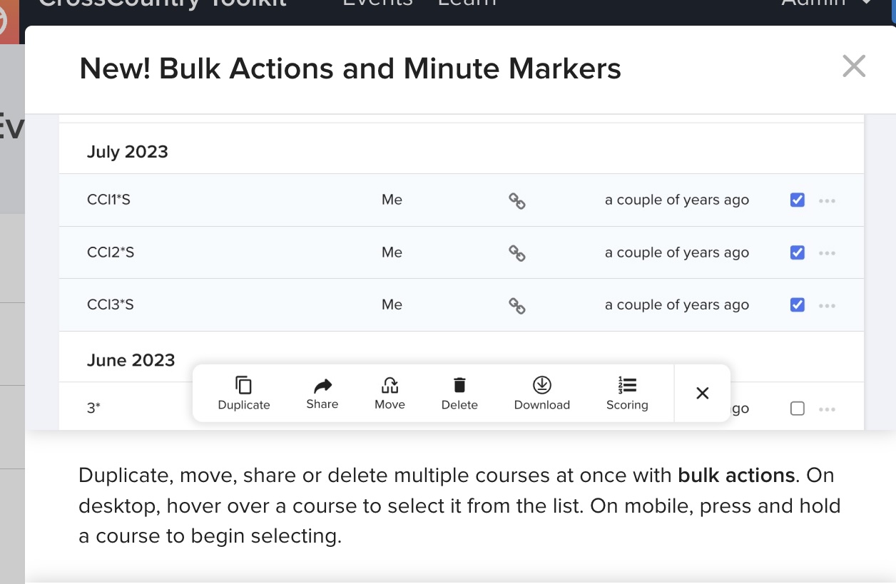 perform bulk actions on courses